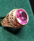 14 KT ROSE GOLD  PINK SAPPHIRE RING RUSSIAN LARGE 12.5x10.5 MM Stone 8.4 Grams 