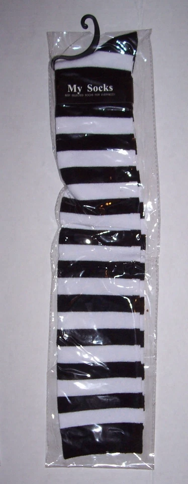 MY SOCKS Over the Knee Striped Thigh High Stockings White Red Green Black Womens - Image 1 of 1