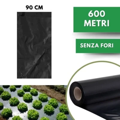 DI GIULIO IRRIGAZIONE Telo per PACCIAMATURA Polietilene Nero 600 m senza Fori Larg. 100 cm Antierbacce