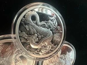 2018 PROOF- Finding Silverbug Island Leviathan 1 Oz .999 Fine Silver Sea Monster - Picture 1 of 4