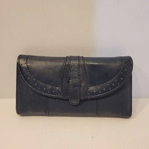 RGA Vintage echt blau Leder Clutch faltbar gefüttert Scheckbuch Geldbörse - Bild 1 von 7