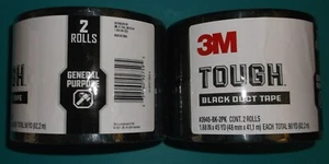 3M TOUGH BLACK DUCT TAPE 4 ROLLS GENERAL PURPOSE 180 YARDS 1.88 INCH WIDE NEW - Picture 1 of 9