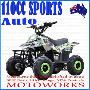 MOTOWORKS 110CC sports Auto ATV QUAD Dirt Bike Gokart 4 Wheeler Buggy kids GREEN - Picture 1 of 14