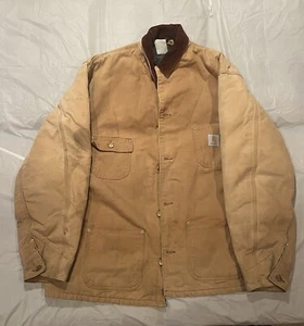 VTG Carhartt Canvas Chore Jacket Blanket-Lined Work Duck Coat 6BLC USA 80s READ - Picture 1 of 10
