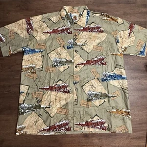 Vintage Max Boxxer Herren Hemd mit Knopfleiste Hawaii Lok Zug Ticket XL - Bild 1 von 7