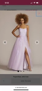 Prom Dress| Davids Bridal Purple Embroidered Lace Tulle A-line - Picture 1 of 3