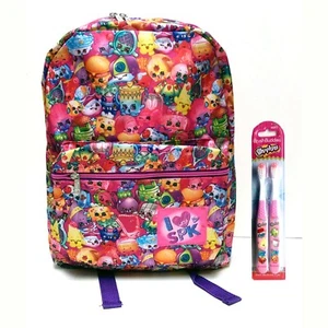 SHOPKINS All Over Print Backpack Kid Travel School Book Bag + 2 Toothbrushes Set - Bild 1 von 11