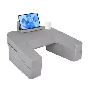 Lap Desk Reading Pillow w/Cup Holder Pocket for Sitting in Bed Floor Sofa Gaming - Picture 1 of 10