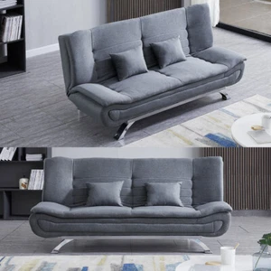 3 Seater Sofabed Recliner Fabric Sofa Bed Double Sleeper Couch Settee Bed UK - Picture 1 of 12