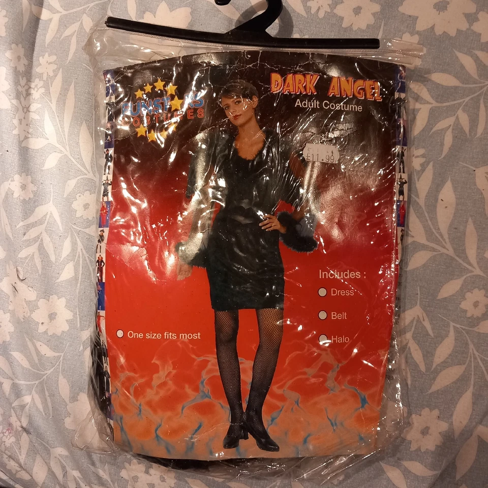 Ángel Oscuro Mujer Elegante Vestido Adulto Negro Disfraz Halloween Pluma Y Halo Foto 1 de 1