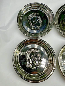 Vintage ( 6 ) Mercury Silver Glass Gladiator Coasters - Picture 1 of 6