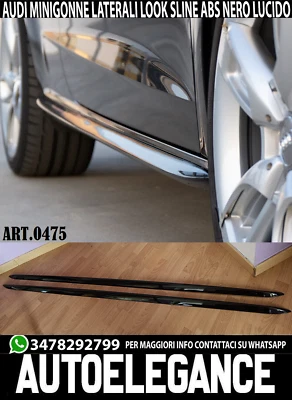 0475 MINIGONNE LATERALI AUDI A4 B9 8W AVANT BERLINA SLINE S4 RS4 ABS NERO LUCIDO - Immagine 1 di 4