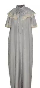 1970's Givenchy Silky Poly Gingham Check Robe w Lace MED - Picture 1 of 8