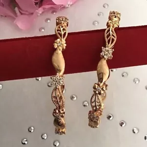 Ethnic 18 K Dubai Gold Plated Jewelry Bangles Zirconia Kada Bracelets size 2-8 - Picture 1 of 31