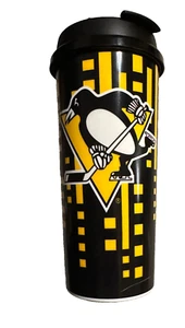 NHL Pittsburgh Penguins Insulated Coffee Tumbler Snap Lid Cup 16oz Glass 2Walled - Picture 1 of 1