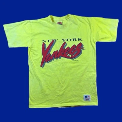 Vintage 1989 New York Yankees Nutmeg Yellow T-Shirt Mens Size L - Image 1 of 4