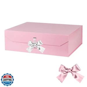 Extra Large Pink Gift Box with Ribbon 16x14x5.3 Inches Gift Boxes with Lid Ma - Picture 1 of 5