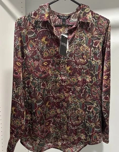 Lauren Ralph Lauren geblümte Satin Charmeuse Bluse Neu mit Etikett Größe M UVP 155 $ - Bild 1 von 5