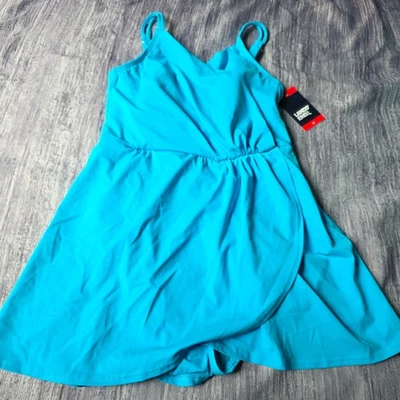 Lands End Turquoise Blue V Neck Swim Dress Skirtini Size XS - Image 1 of 4