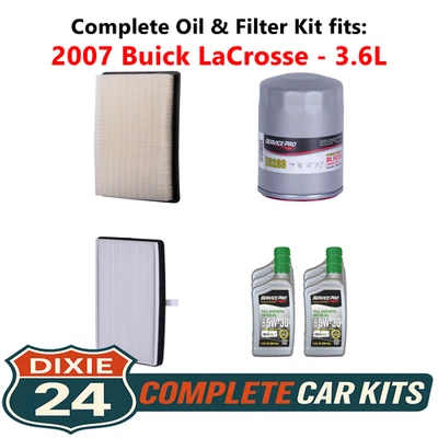 Fits: 2007 Buick LaCrosse 3.6L Complete Air, Oil & Cabin Filter Kit (5W-30) Foto 1 de 4