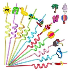 28pcs Pool Party Themed Reusable Crazy straws,Summer Beach Party 8color - Picture 1 of 7