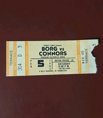 Borg Vs Connors Tennis Ticket Stub Baton Rouge LA Exhibition 1983 - Image 1 of 2