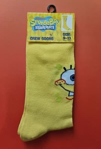 SpongeBob SquarePants Yellow Crew Socks NEW Sz 9-13 Nickelodeon Cartoons Novelty - Picture 1 of 7
