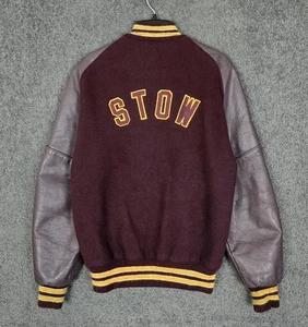 Vintage Varsity Jacket Mens Medium Chain Stitched Bomber STOW Varsity 80s 1990s? - Picture 1 of 22