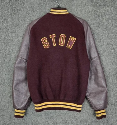 Vintage Varsity Jacket Mens Medium Chain Stitched Bomber STOW Varsity 80s 1990s? - Image 1 of 4
