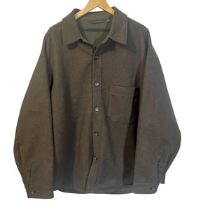 Uniqlo braune gefilzte Overshirt-Jacke Knopfleiste mehrere Taschen Gr. 3X Kragen - Bild 1 von 13