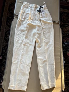 Vintage 90s Lauren Ralph Lauren Silk Linen Trousers Hose Women’s Size 4 Neu mit Etikett - Bild 1 von 24