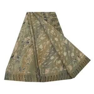 Sanskriti Vintage Sarees Multicolor Sequins Pure Crepe Printed Sari 5+yd Fabric - Picture 1 of 12