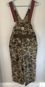 Vintage Carhartt Duck Camo BU103 Hunting Bibs No Tag - Picture 1 of 5