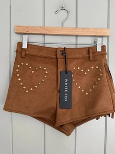 Neu mit Etikett White Fox Shorts XXS If I Had A Heart Wildledershorts mandelbraun Fransen NEU - Bild 1 von 5