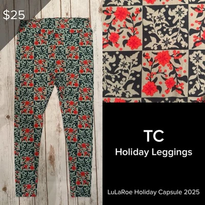 LuLaRoe NUEVO Leggings Vacaciones Navidad Cápsula 2025 Alto Y Curvilíneo TC Verde Rojo Foto 1 de 3