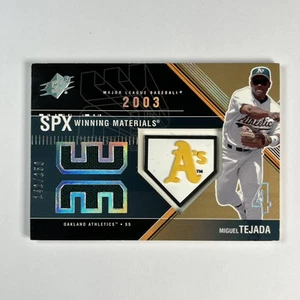 2003 SPx: Winning Materials 250 Miguel Tejada #WM-MT1 Oakland Athletics /250 - Picture 1 of 2