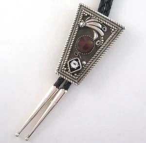 Hochwertige Sterling Silber Feuerachat & Saphir Southwestern Bolokrawatte - Bild 1 von 6