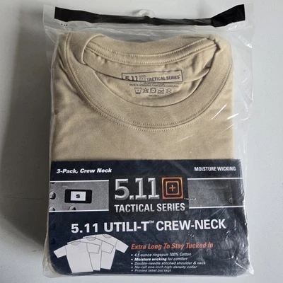 CAMISETA 5.11 TACTICAL UTILI-T CUELLO REDONDO SS ACU Bronceada PACK DE 3 Pequeña 40016 Nueva en Paquete Foto 1 de 4