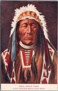 Postal de colección del Salvaje Oeste de Buffalo Bill de 1900 "SIOUX INDIAN CHIEF" sin usar - Imagen 1 de 2
