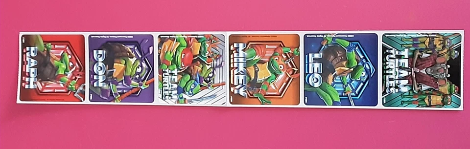 6 TMNT Teenage Mutant Ninja Turtles Stickers, 2.5" x 2.5" each, Party Favors - Image 1 of 1