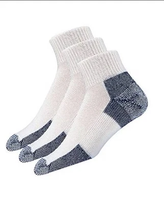[3 Pack] Thorlos Unisex JMX Running Thick Padded Ankle Sock, White/Navy Large - Image 1 of 4