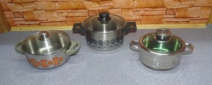 3 Kochtöpfe jeweils mit Glasdeckel, Edelstahl - Bild 1 von 1