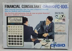 Vintage gebrauchter Casio FC-100A Finanzrechner mit Etui, Original Box & Handbuch - Bild 1 von 19