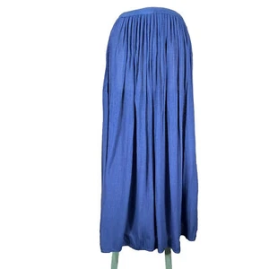 Coldwater Creek (Size M) Blue Pleated Skirt Flare Maxi Long 100% Rayon USA - Picture 1 of 8
