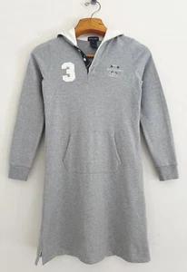 Vintage POLO Ralph Lauren Girl Hoodie Sweatshirt Dress XL Gray Pouch Pocket - Picture 1 of 8