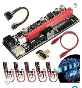 VER009S PCIE Riser Express Cable 1X to 16X (Dual-6pin / MOLEX) with Led Graphics - Afbeelding 1 van 9