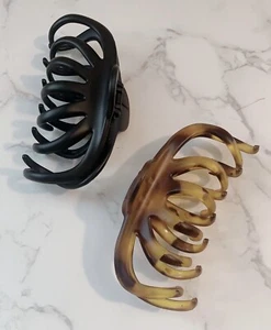 Confezione da 2 fermagli artiglio capelli grandi antiscivolo Jumbo Octopus Opache - Nero e Ambra - Foto 1 di 9