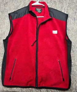 John Weitz Mens Vest Outdoors Collection Fleece Red Black Full-Zip Pocket L - Picture 1 of 6