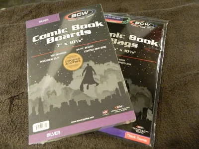 100 New BCW Silver Age Thick Comic Book Bags And Boards - Acid Free - Archival