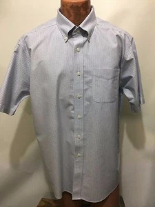 Camisa de algodón de manga corta con botones azul regular blanca resistente a las arrugas LL Bean 17 - Imagen 1 de 4